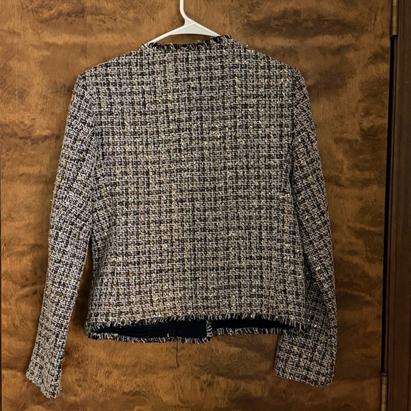 NWT LOFT Metallic Fringe Tweed Collarless Jacket - XS - Picture 5 of 7